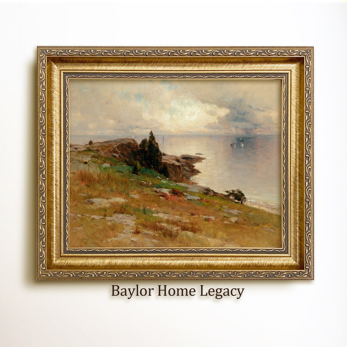 New England Seascape, Vintage Coastal Art Print