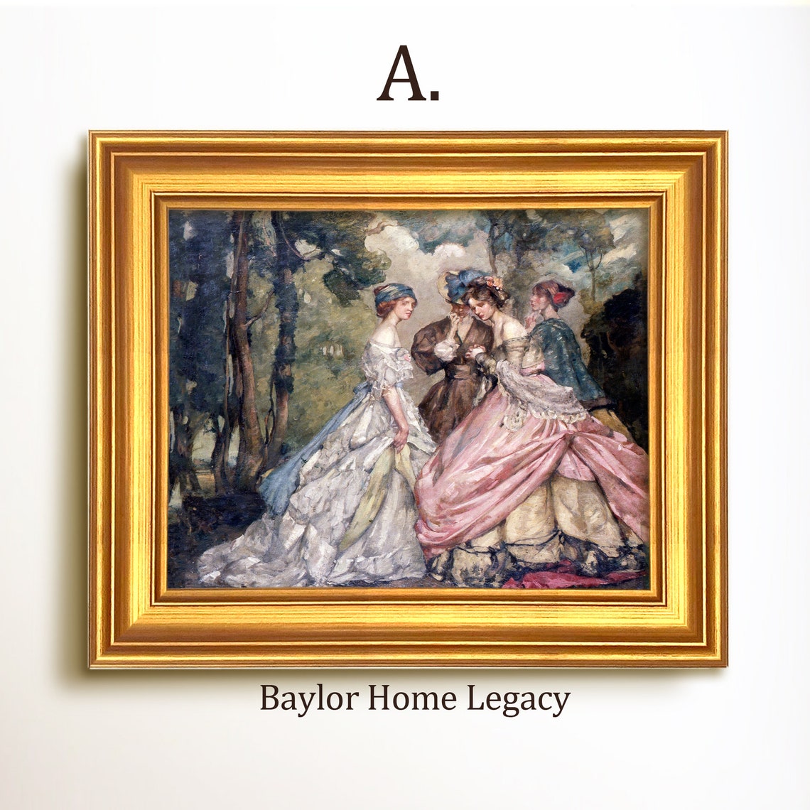 Framed Portrait Of Women Oil Painting Print On Framed Ladies In Fancy Dresses Vintage Painting Female Portrait Wall Art - Image 5
