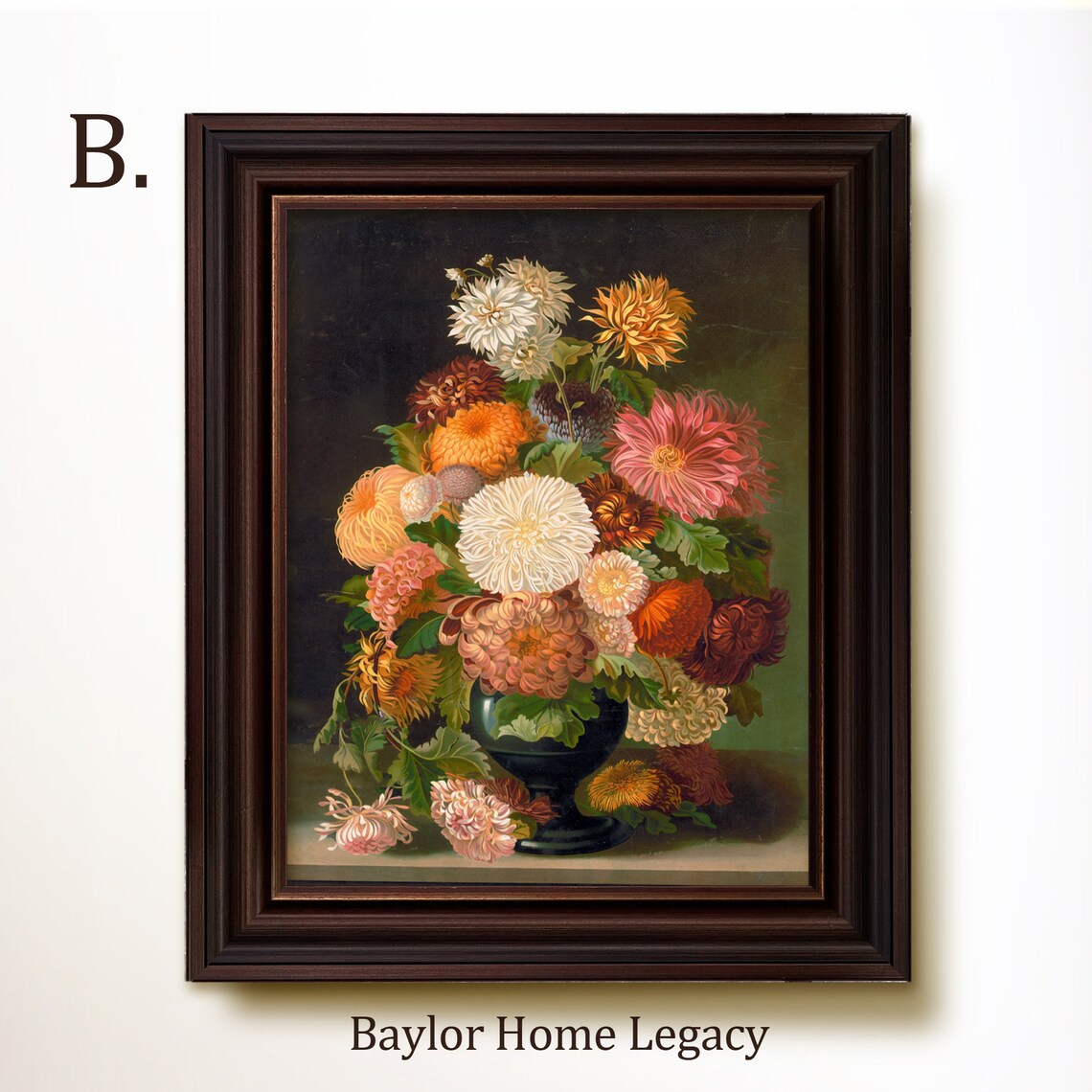 Chrysanthemums Vintage Floral Oil Painting Art Print - Image 4