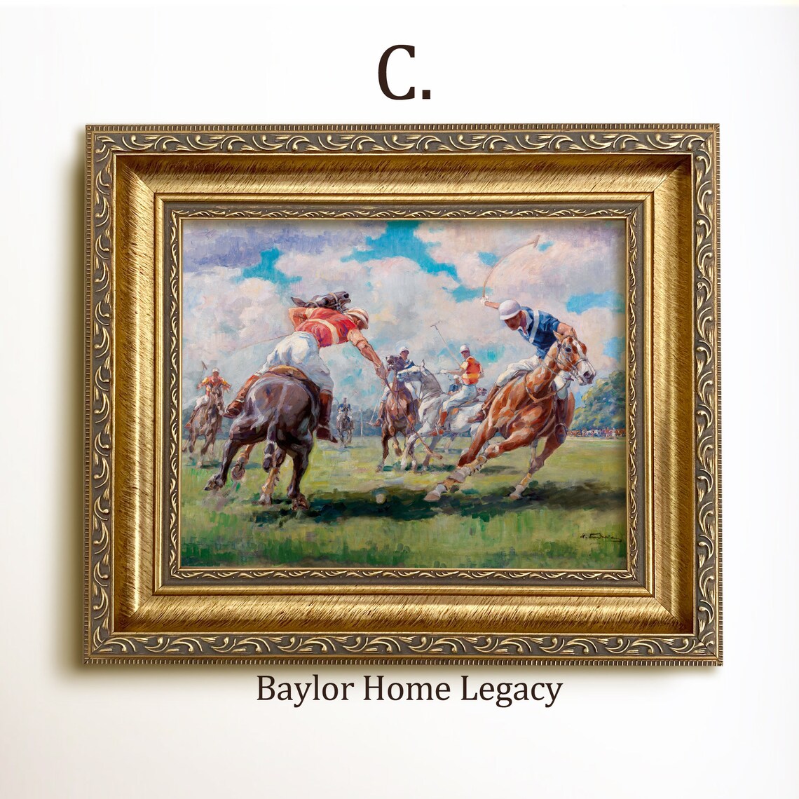 Polo Game Vintage Oil Painting Scene Art Print - Image 3