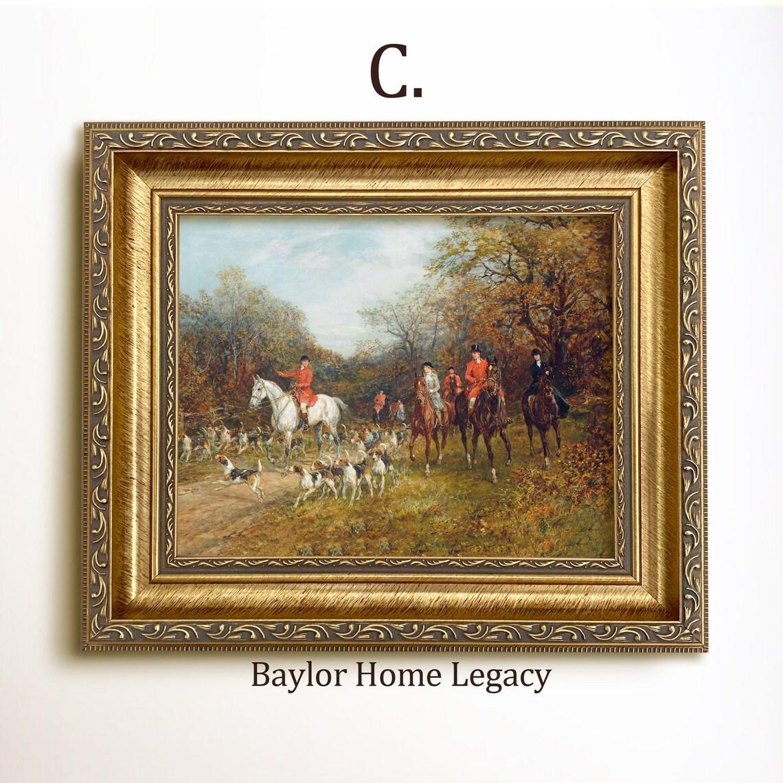 Fox Hunting Scene, Equestrian Oil-Painting Art Print - Image 3
