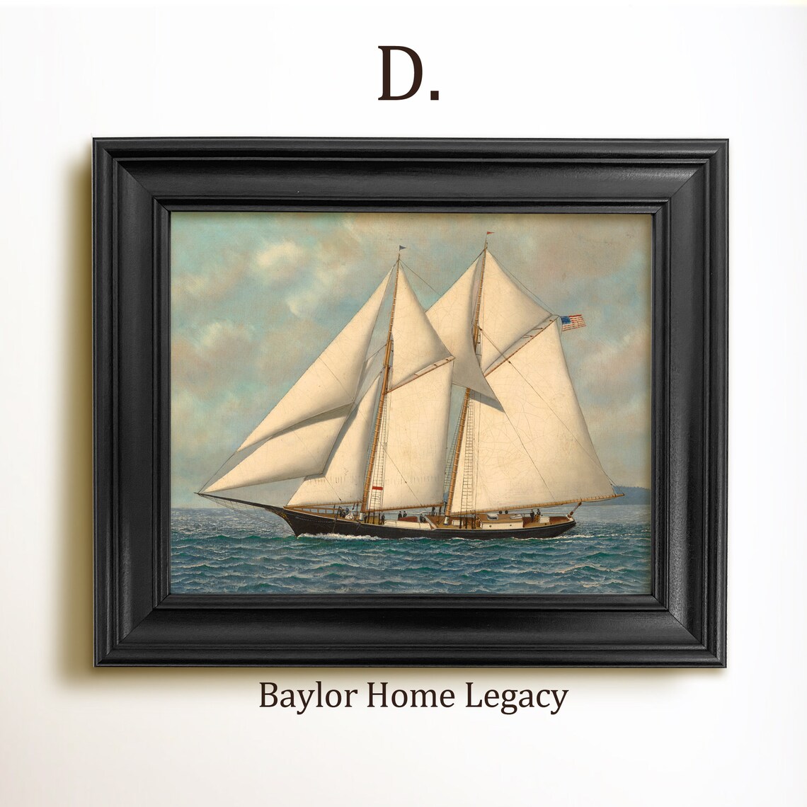 Double-Masted Schooner, Vintage Nautical Art Print - Image 2