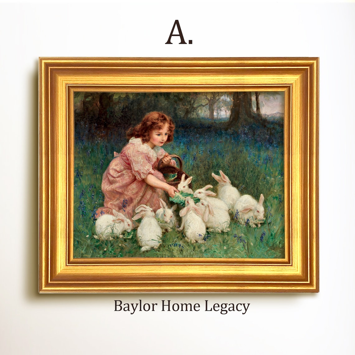 Girl Feeding White Rabbits, Vintage Bunny Art Print - Image 5