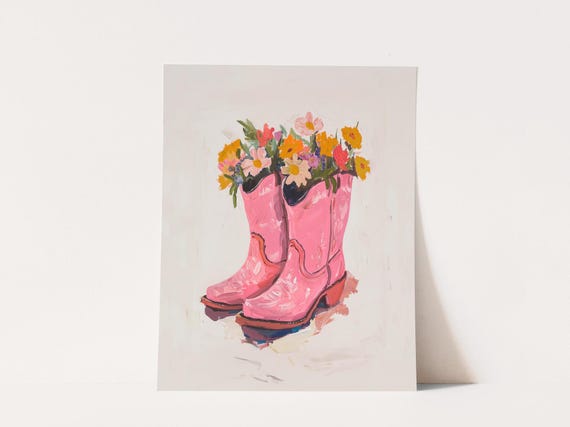 Cowgirl Wall Art Cowgirl Boots Trending Wall Art Print Girls Wall Art Decor