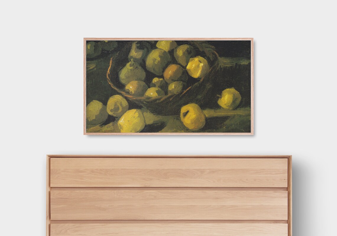 Van Gogh Apples Still Life Golden Basket Harvest Moody Oil Painting Poster - Image 3