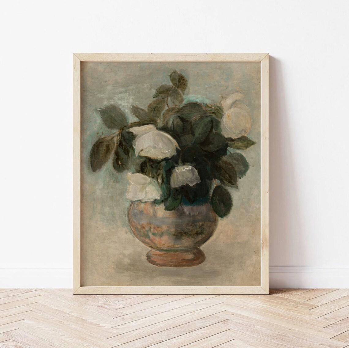 Vintage Flower Still Life, Neutral Home Decor Art Print - Image 3