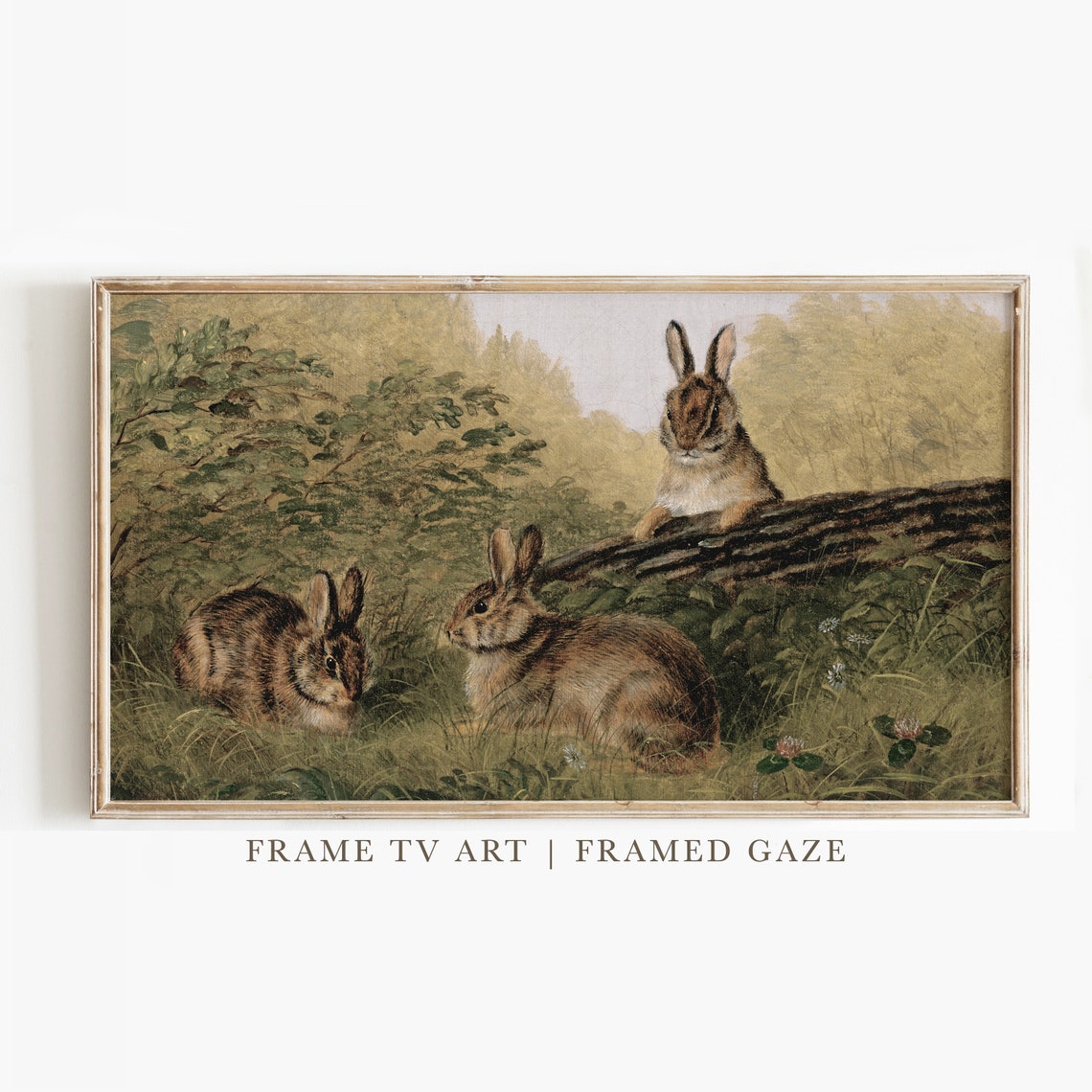 Vintage Rabbit Painting, Easter Art