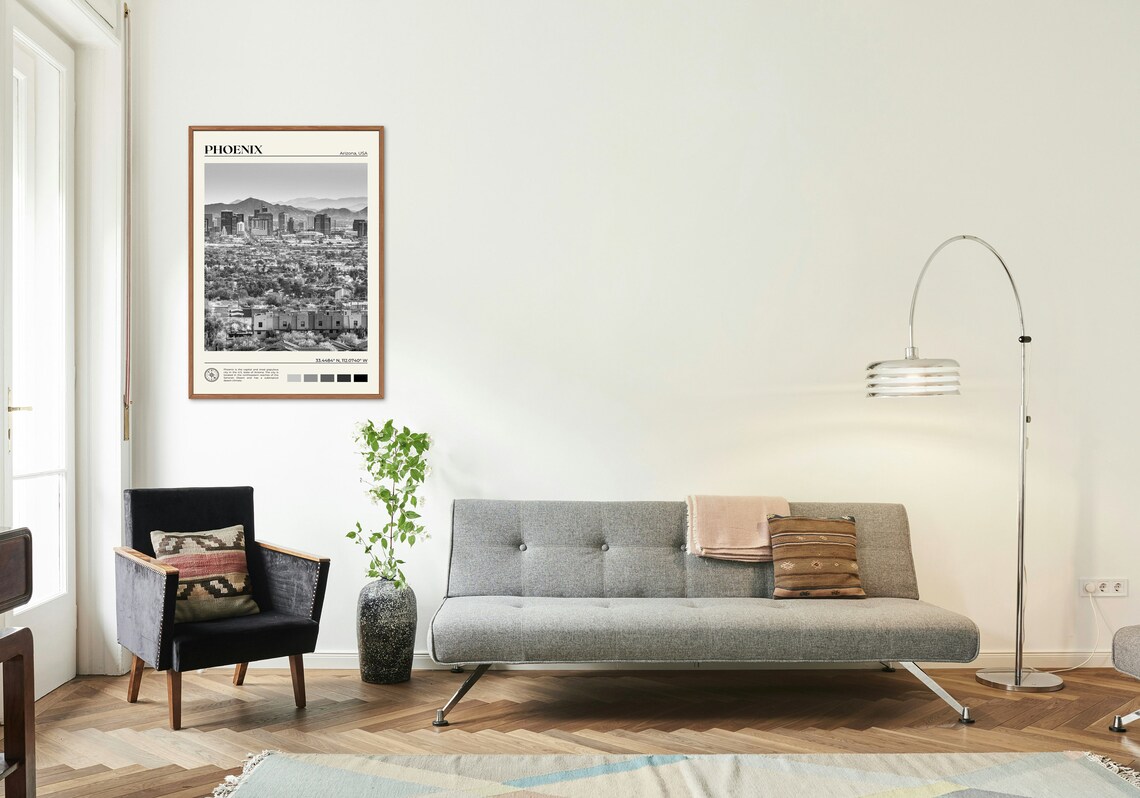Phoenix Black and White Travel Poster, Arizona - Image 3