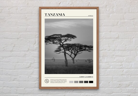 Black And White Tanzania Print Tanzania Wall Art Tanzania Poster Tanzania Photo Tanzania Poster Print Tanzania Wall Decor Africa