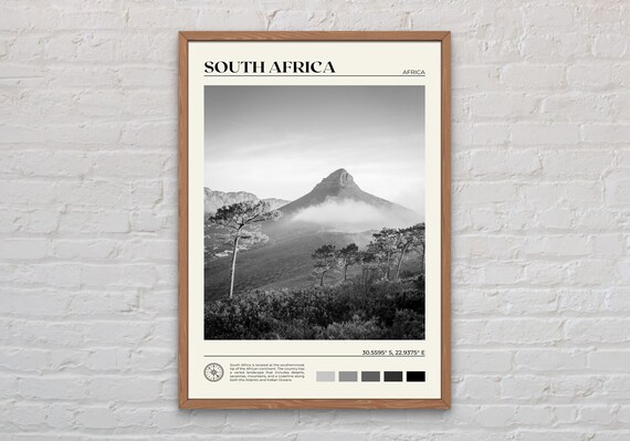 South Africa Black and White Art Print, Cape Town