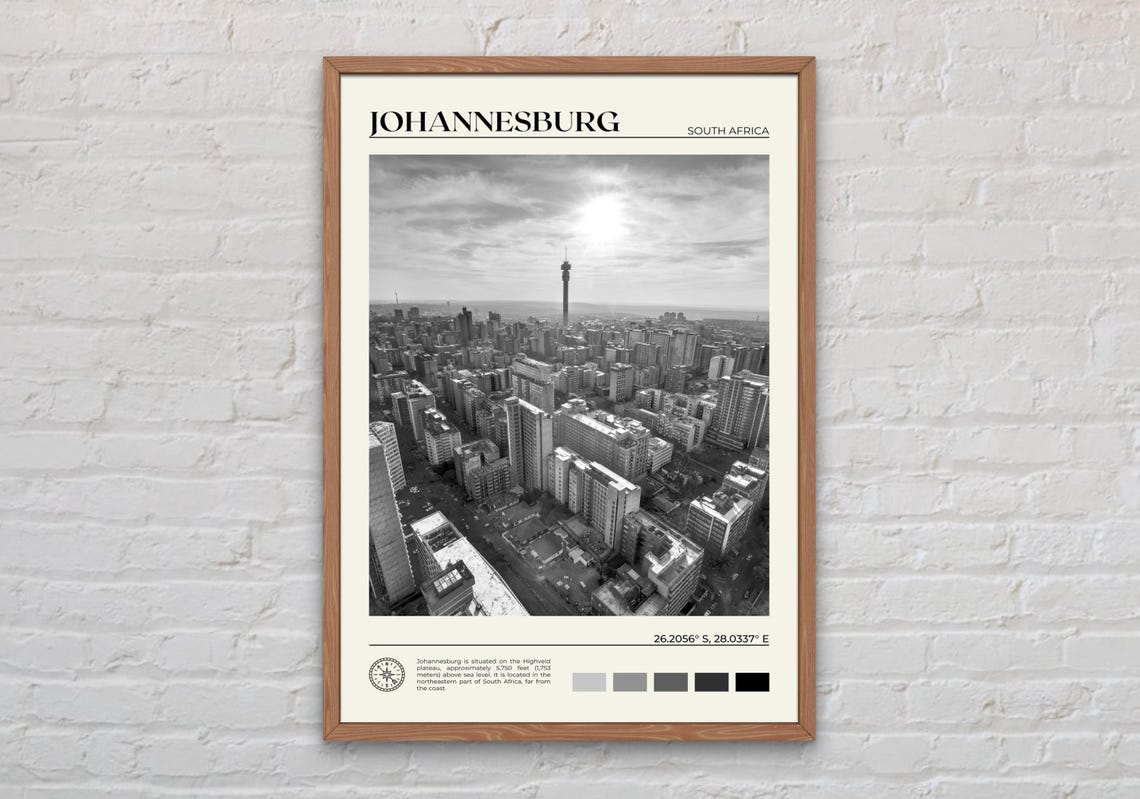 Black And White Johannesburg Print Johannesburg Wall Art Johannesburg Poster Johannesburg Photo Johannesburg Poster Print