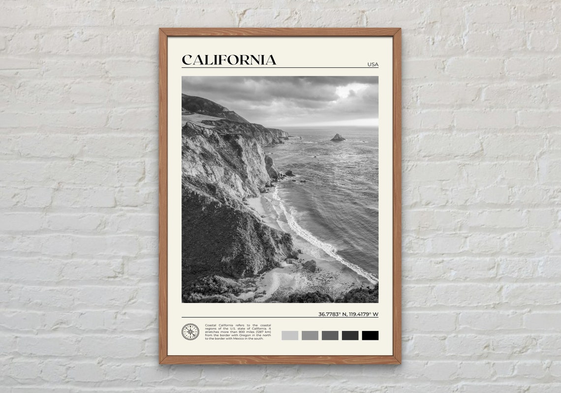 Black And White California Print California Wall Art California Poster California Photo California Poster Print California Decor