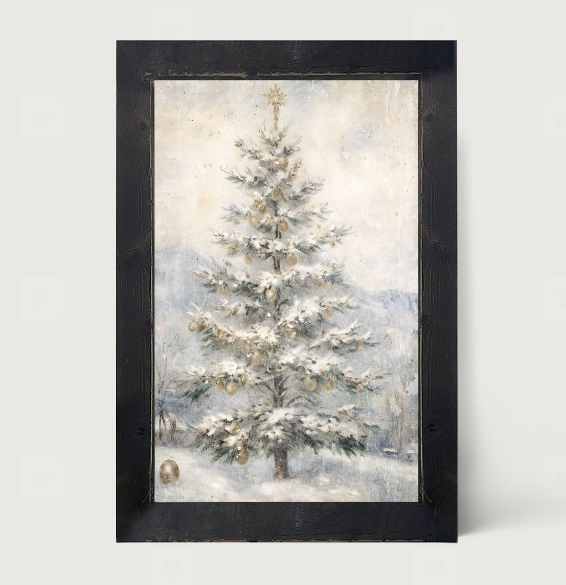 Winter Pine Tree Art Print, Snowy Evergreen