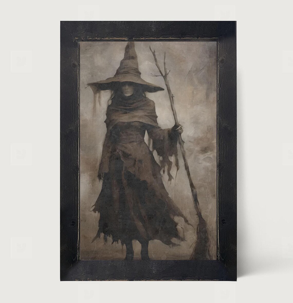 Shadow Witch Halloween Art Print, Moody Witchcraft
