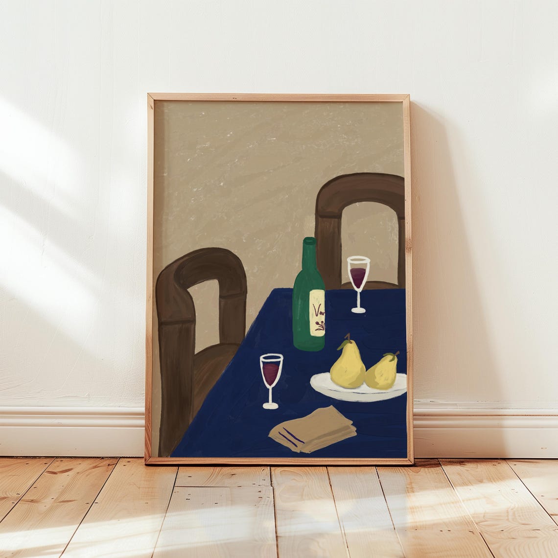 Cozy Wine And Pears Dinner Table Still Life Painting Art Poster