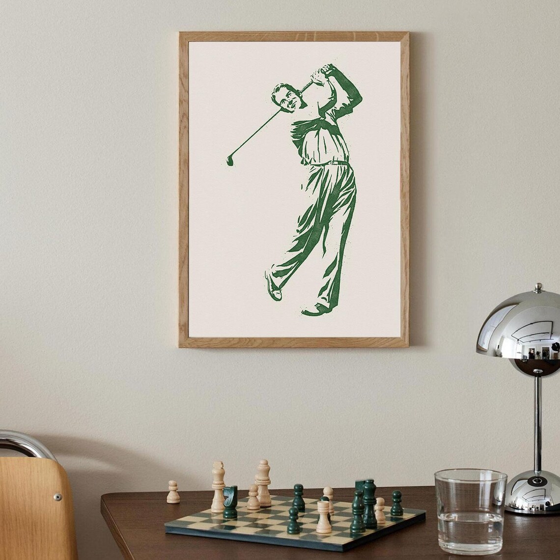 Vintage Golfer Mid Swing Retro Green Sports Illustration Poster - Image 3