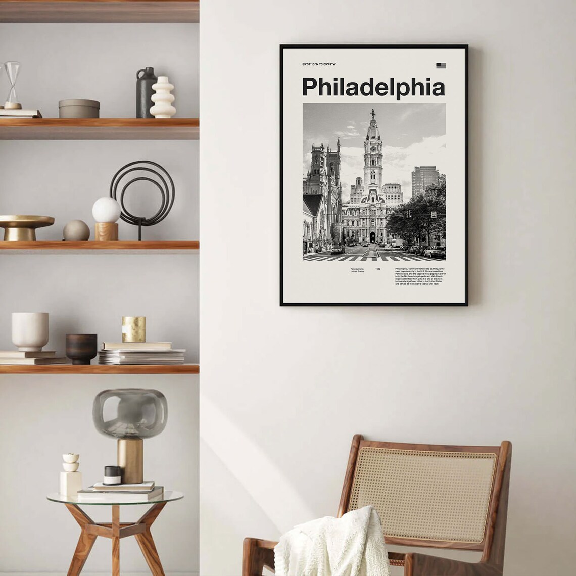 Philadelphia Art Print Philadelphia Poster Philadelphia Wall Art Mid Century Poster Travel Print Art Pennsylvania - Image 3