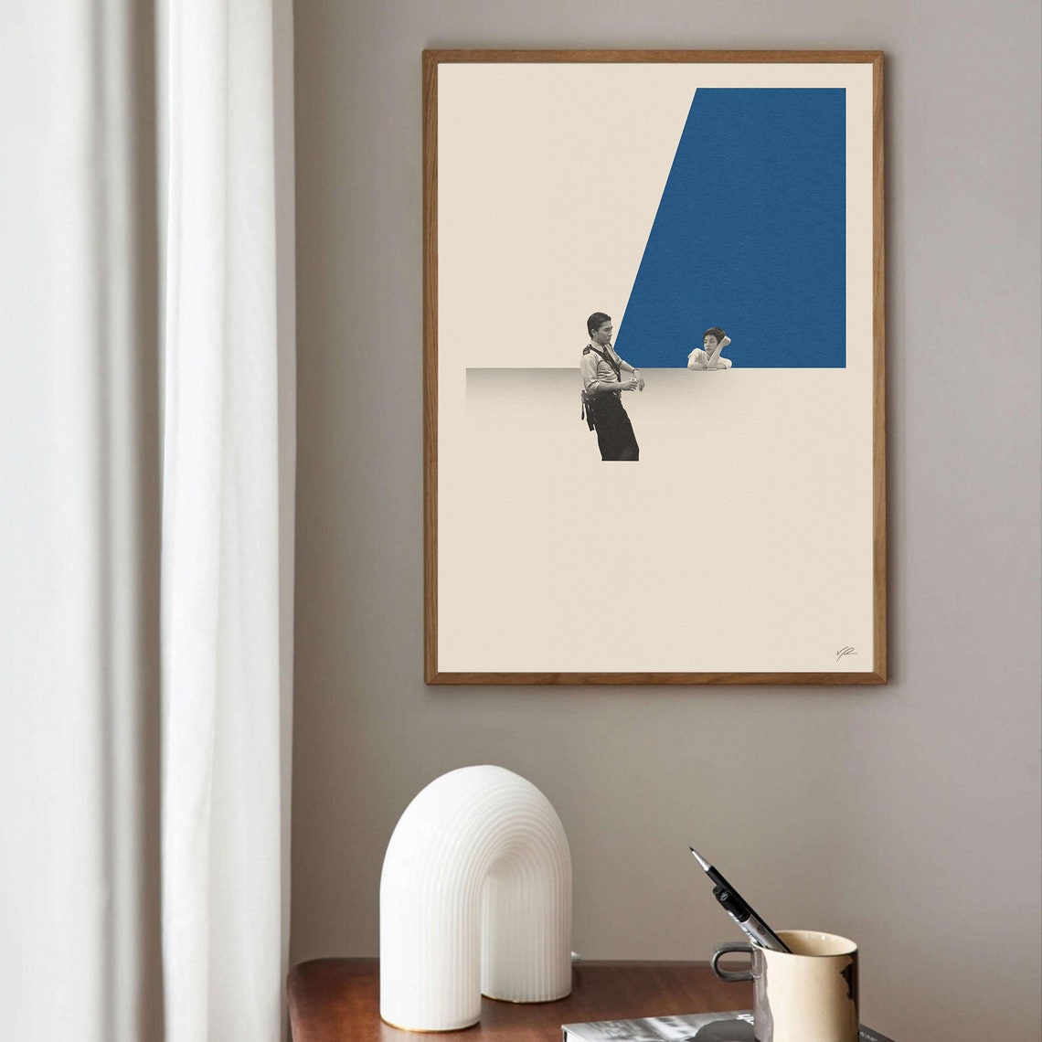 Minimalist Beige Cinematic Collage Blue Retro Movie Style Poster - Image 3