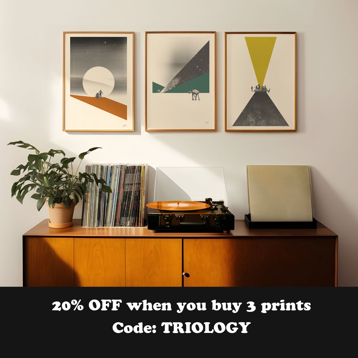 Star Wars Inspired AT AT Walker Minimalist Geometric Space Art Poster - Image 2