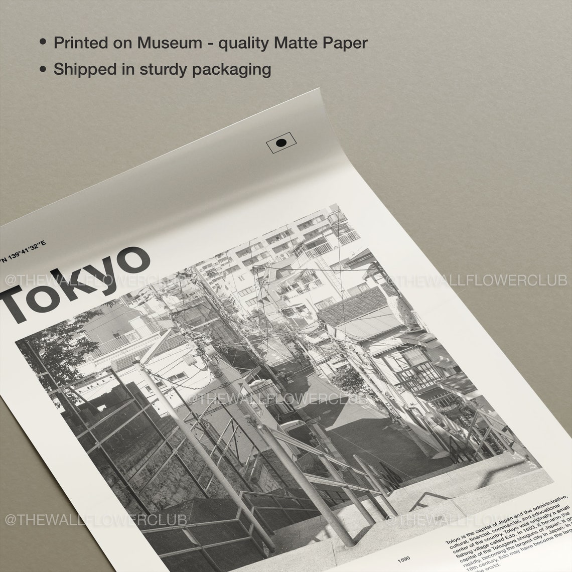 Tokyo Japan Street Mid Century Black and White Photography Poster - Image 2