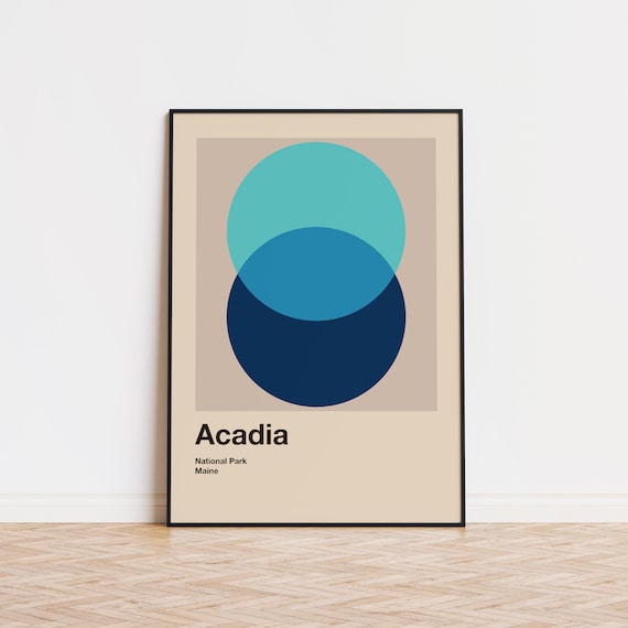 Acadia National Park Maine Abstract Minimalist Circles Art Poster