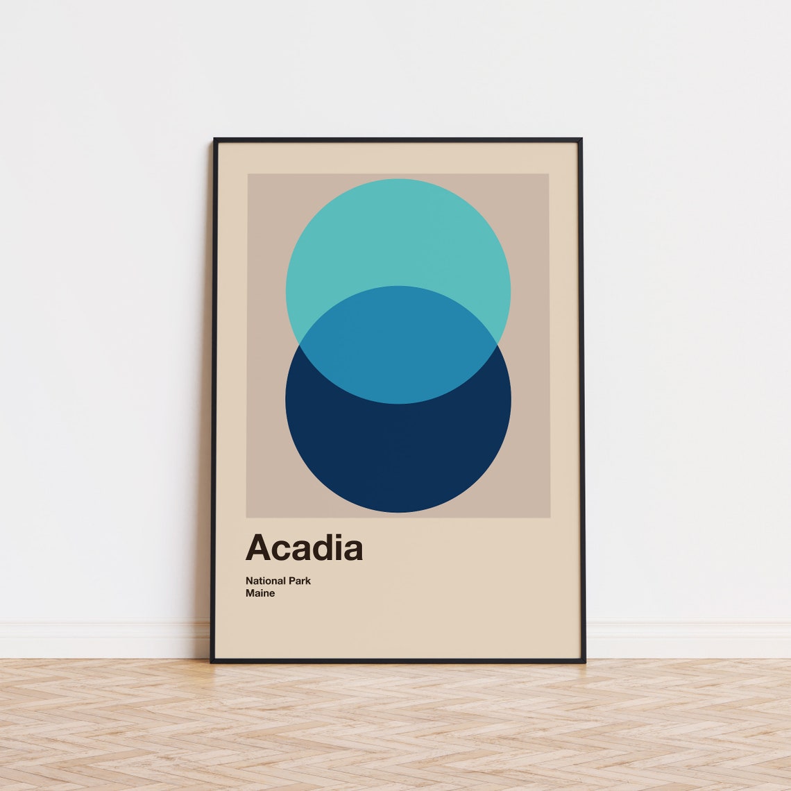 Acadia National Park Maine Abstract Minimalist Circles Art Poster