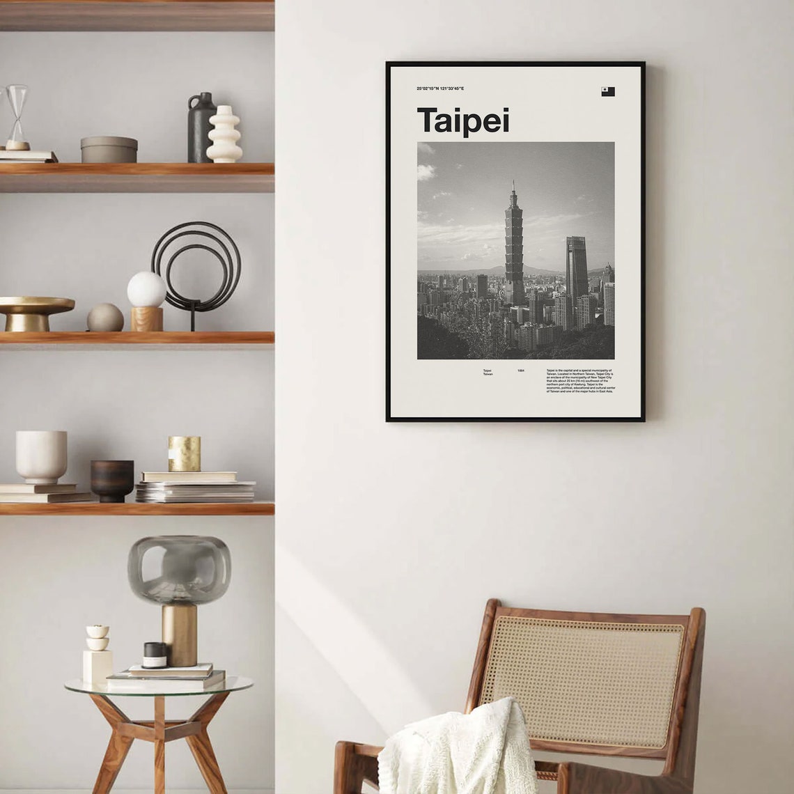 Taipei Art Print Kyoto Poster Taipei Wall Art Mid Century Poster Travel Print Art Taiwan Vintage Poster - Image 2