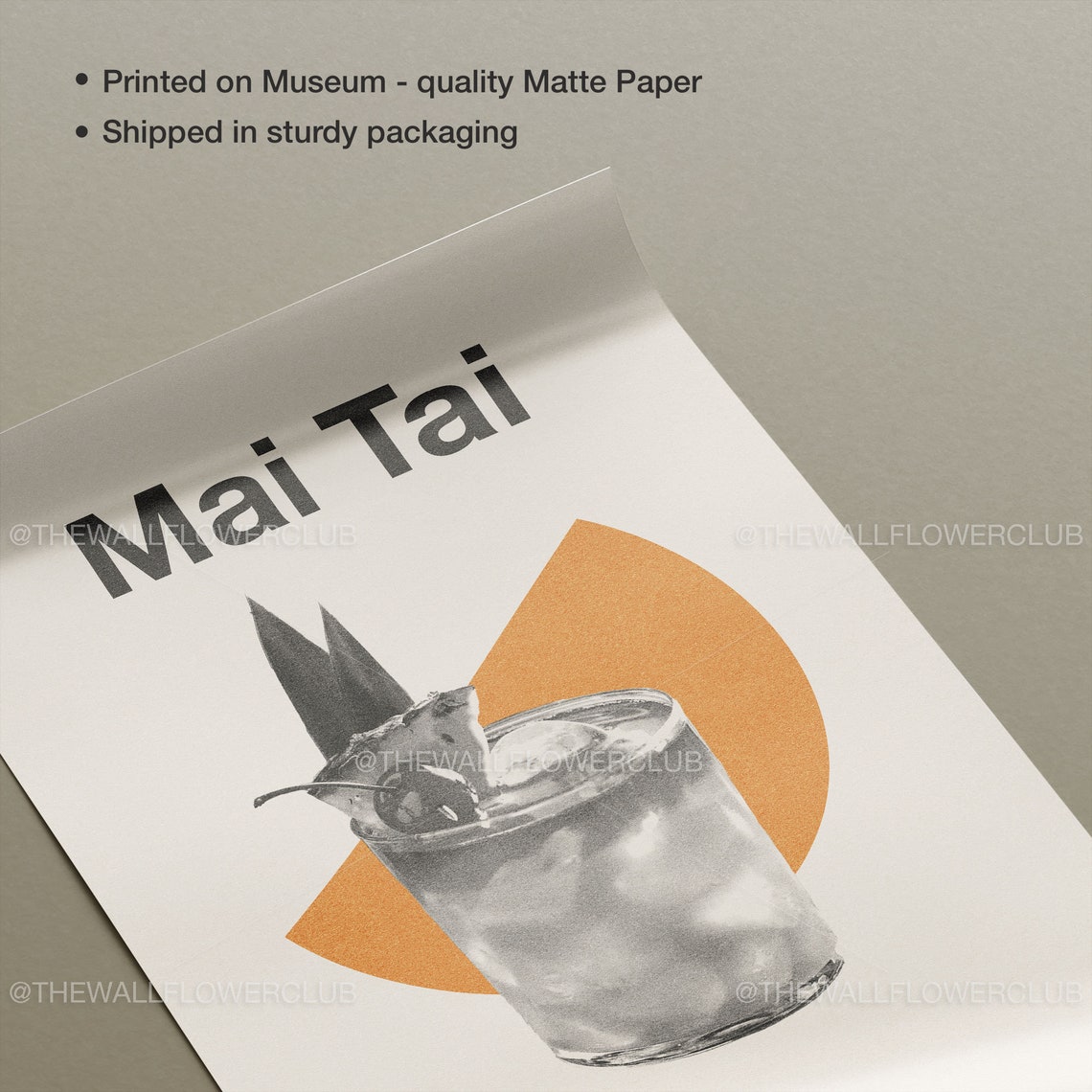 Mai Tai Minimalist Tiki Cocktail Retro Bar Kitchen Art Print - Image 4