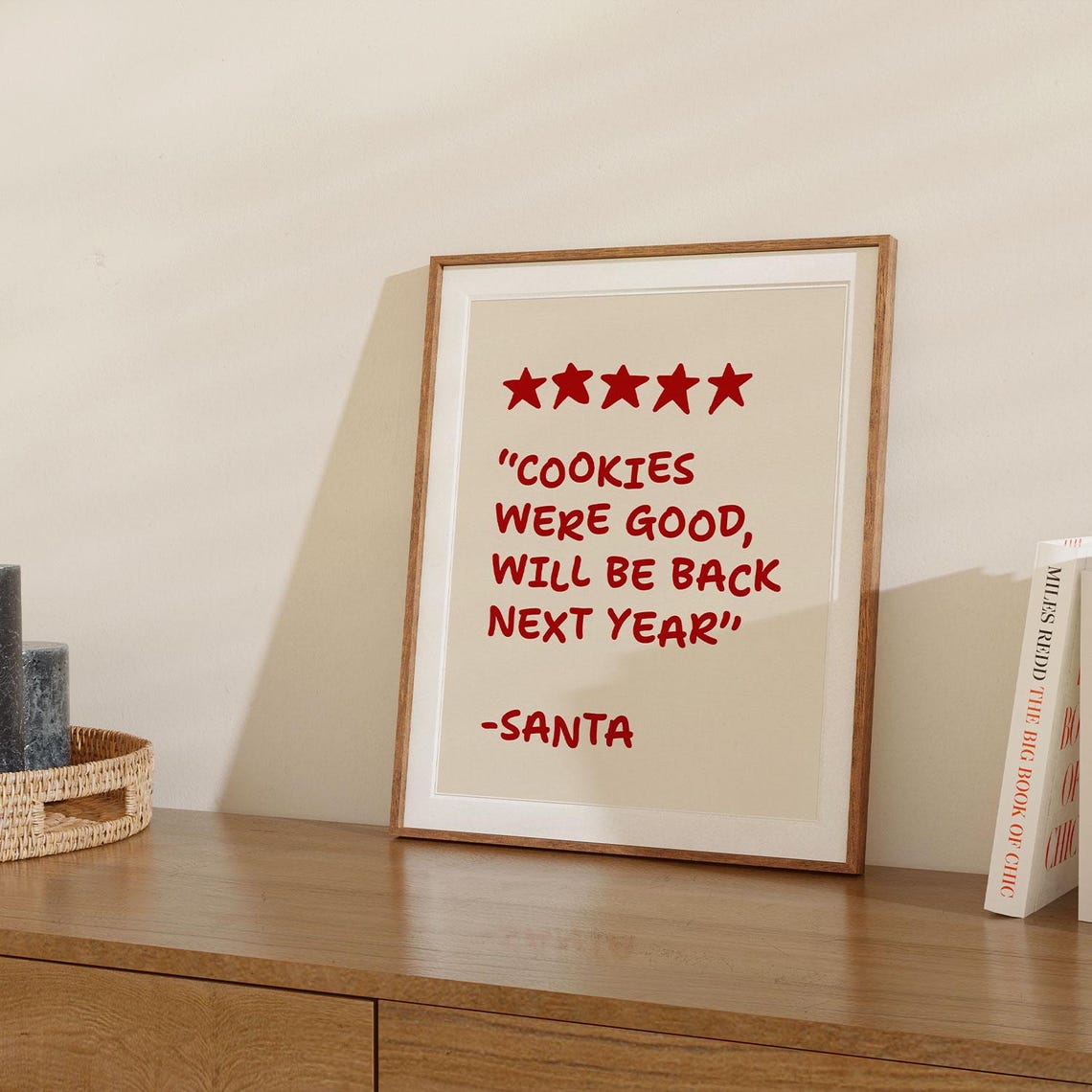Funny Santa Cookies Five Star Review Christmas Humor Wall Art - Image 2