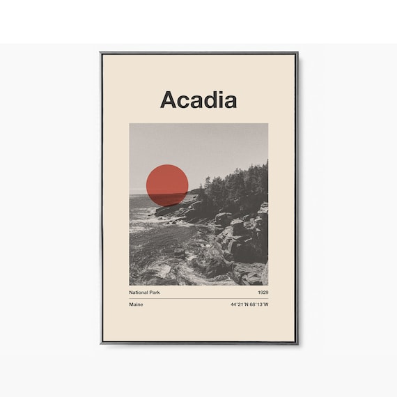 Acadia National Park Maine 1929 Coastal Photo Minimalist Poster
