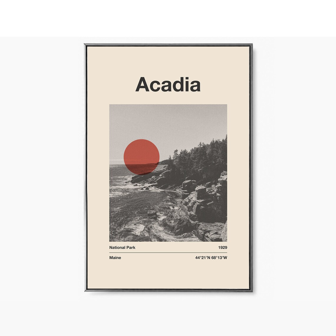 Acadia National Park Maine 1929 Coastal Photo Minimalist Poster