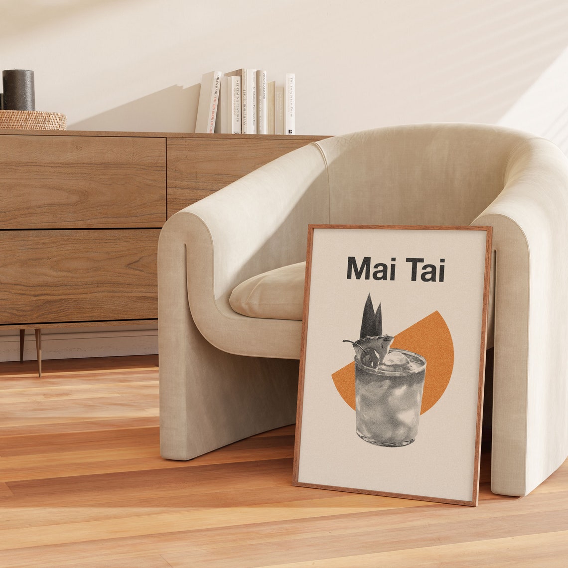 Mai Tai Minimalist Tiki Cocktail Retro Bar Kitchen Art Print - Image 2