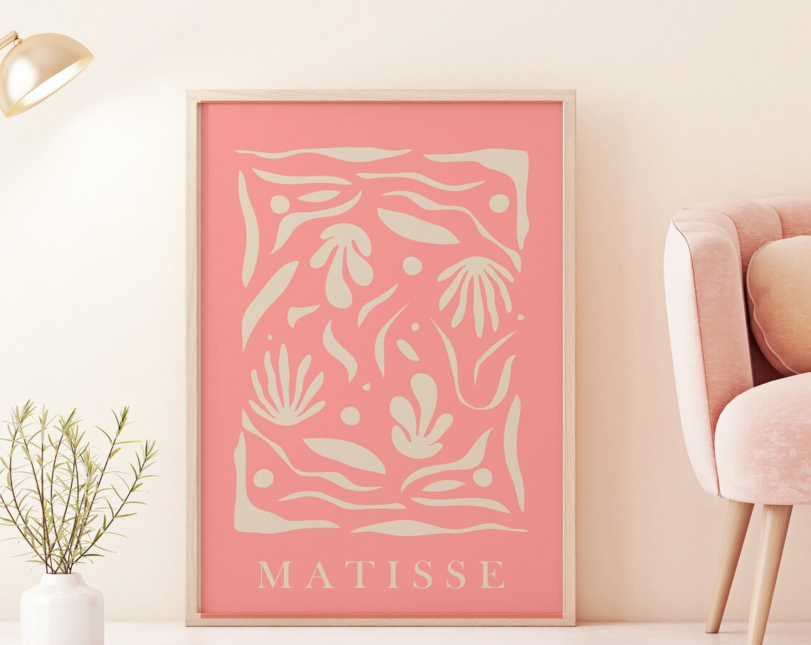 Henri Matisse Coral Organic Doodle Cut Out Playful Art Poster
