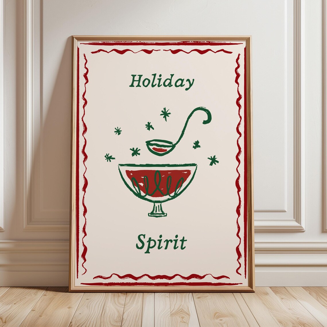 Holiday Spirit Punch Bowl Whimsical Christmas Cocktail Poster