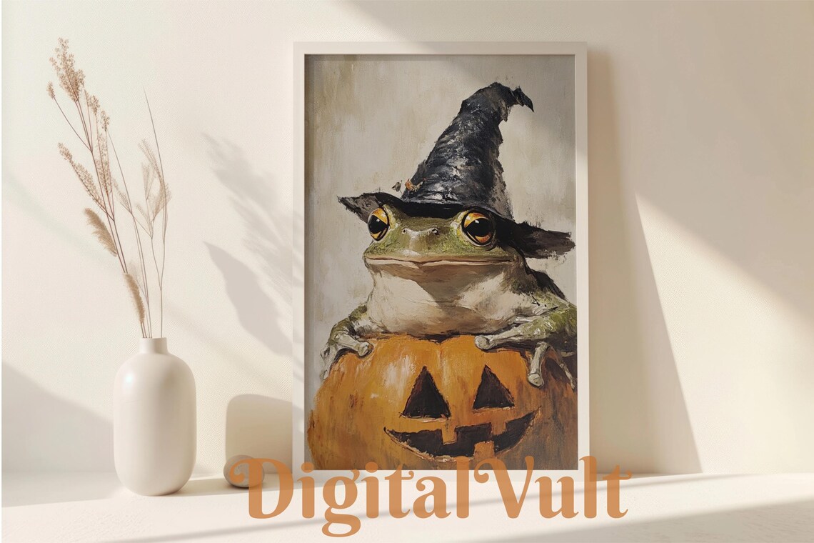 Moody Witch Frog, Dark Academia Halloween Poster
