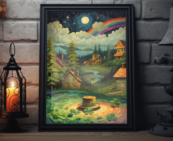 St Patricks Day Leprechaun Hat Shamrock Lake Forest Village Poster