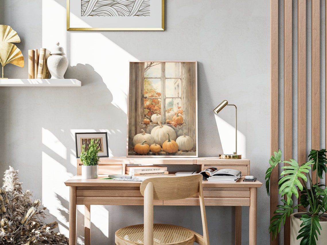 Vintage Pumpkins Autumn Window Harvest Farmhouse Wall Art Poster - Image 4