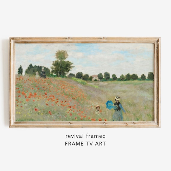 Claude Monet Poppies Wild Poppy Field Woman Parasol Impressionist Wall Art