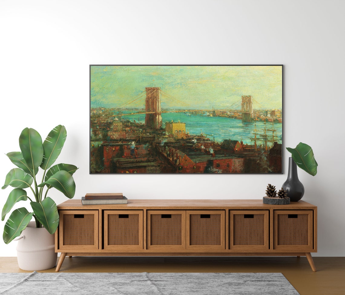 Brooklyn Bridge over the East River Vintage Cityscape Poster - Image 3