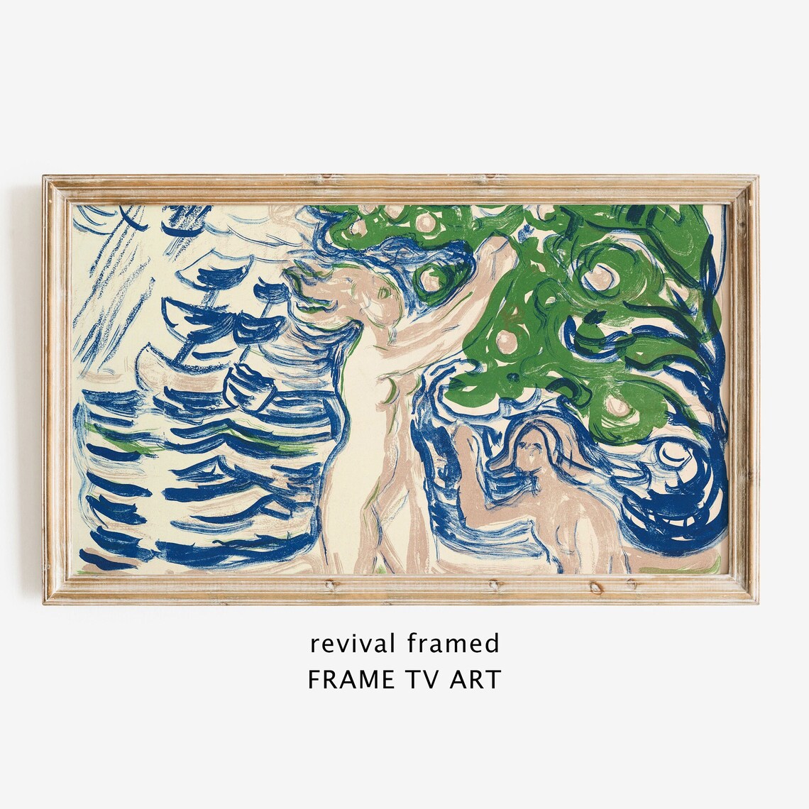 Edvard Munch Bathers by the Water Expressive Blue Figure Painting Poster