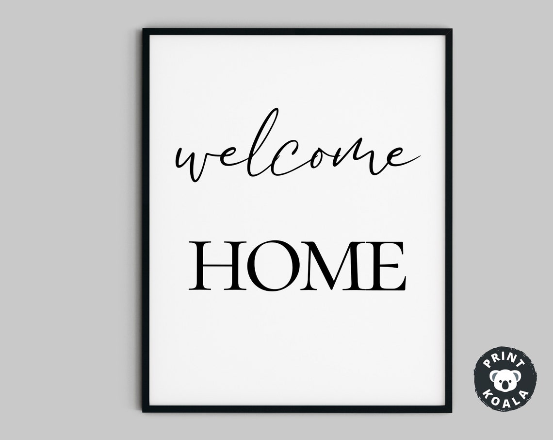 Welcome Home Script Quote Print Entryway Housewarming Wall Decor Art