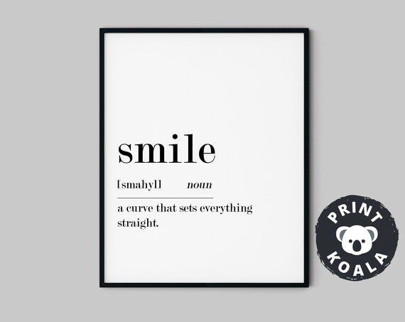 Smile Print Definition Poster Smile Definition Print Smile Wall Art Smile Poster Smile Sign Smile Funny Definition Print