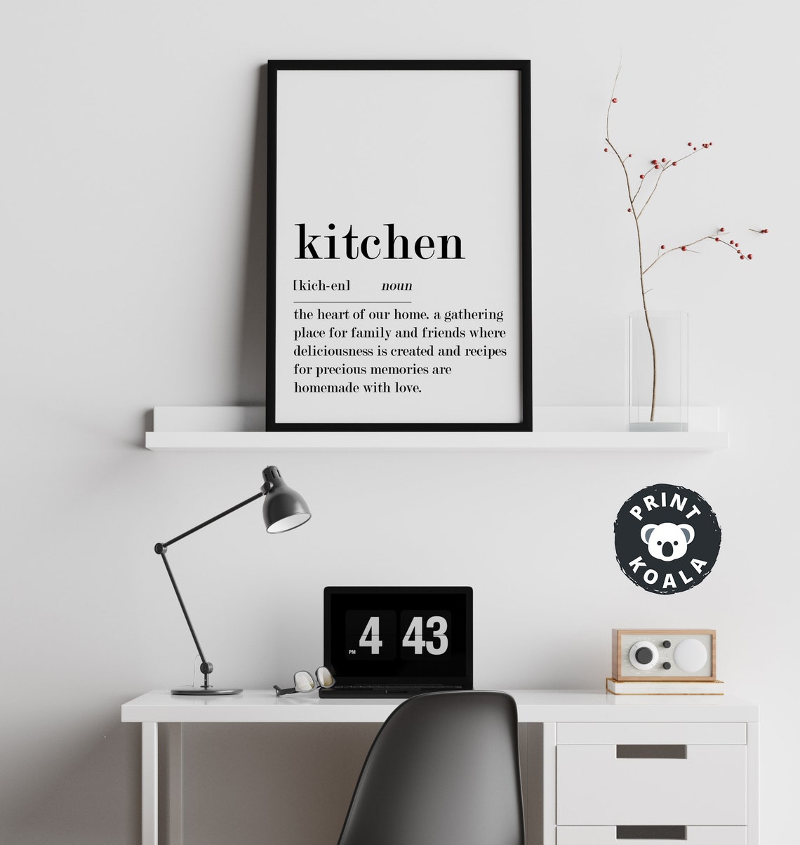 Kitchen Definition Noun Meaning Heart Of Home Typography Wall Poster