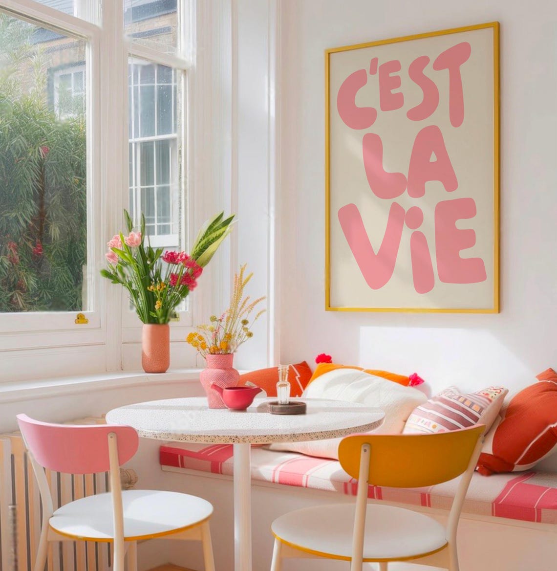 Cest La Vie Pink French Quote Playful Typography Wall Poster