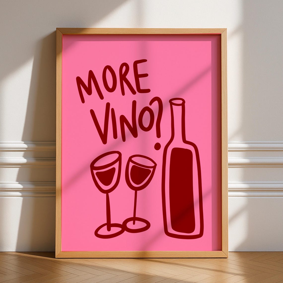More Vino Bold Funky Kitchen Art Print