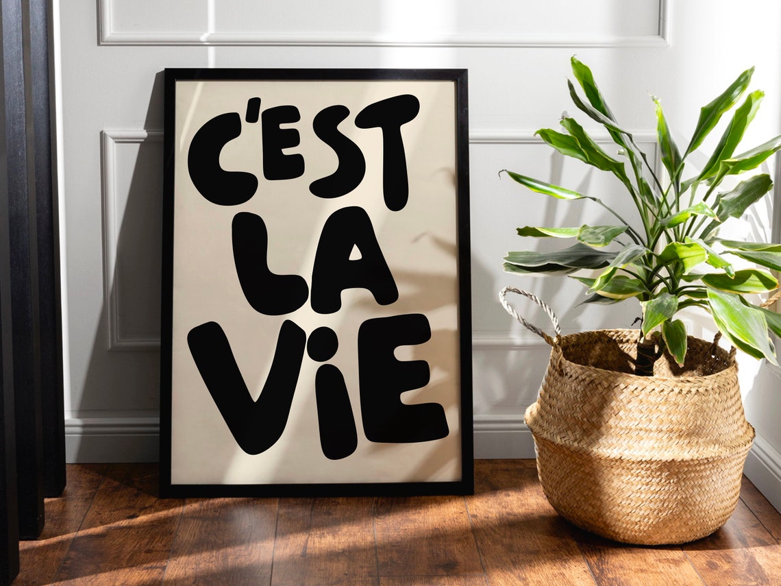Cest La Vie French Quote Bold Black Minimalist Typography Poster