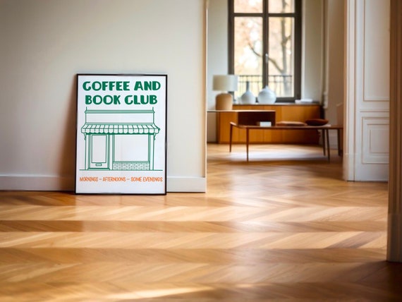 Coffee And Book Club Store Print Artwork Funky Simple Food Poster Wall Art Kitchen Gallery