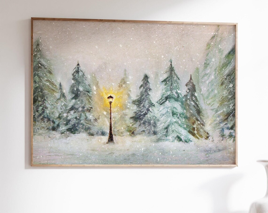 Narnia Lamppost Winter Vintage Christmas Art Print