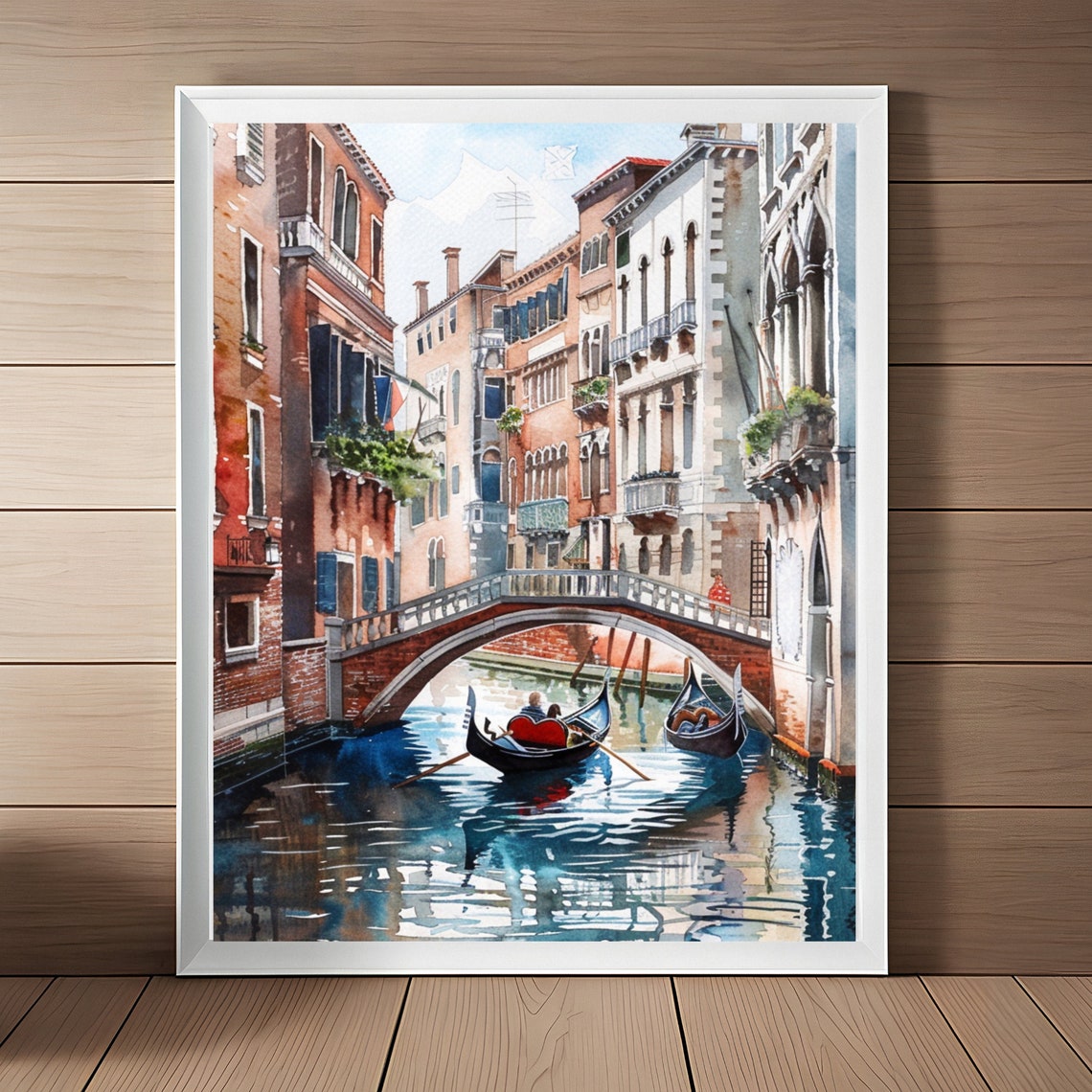 Venice Painting Italy Watercolor Art Print Gondola Canal Bridge Italian Wall Art Italian Travel Art Instant