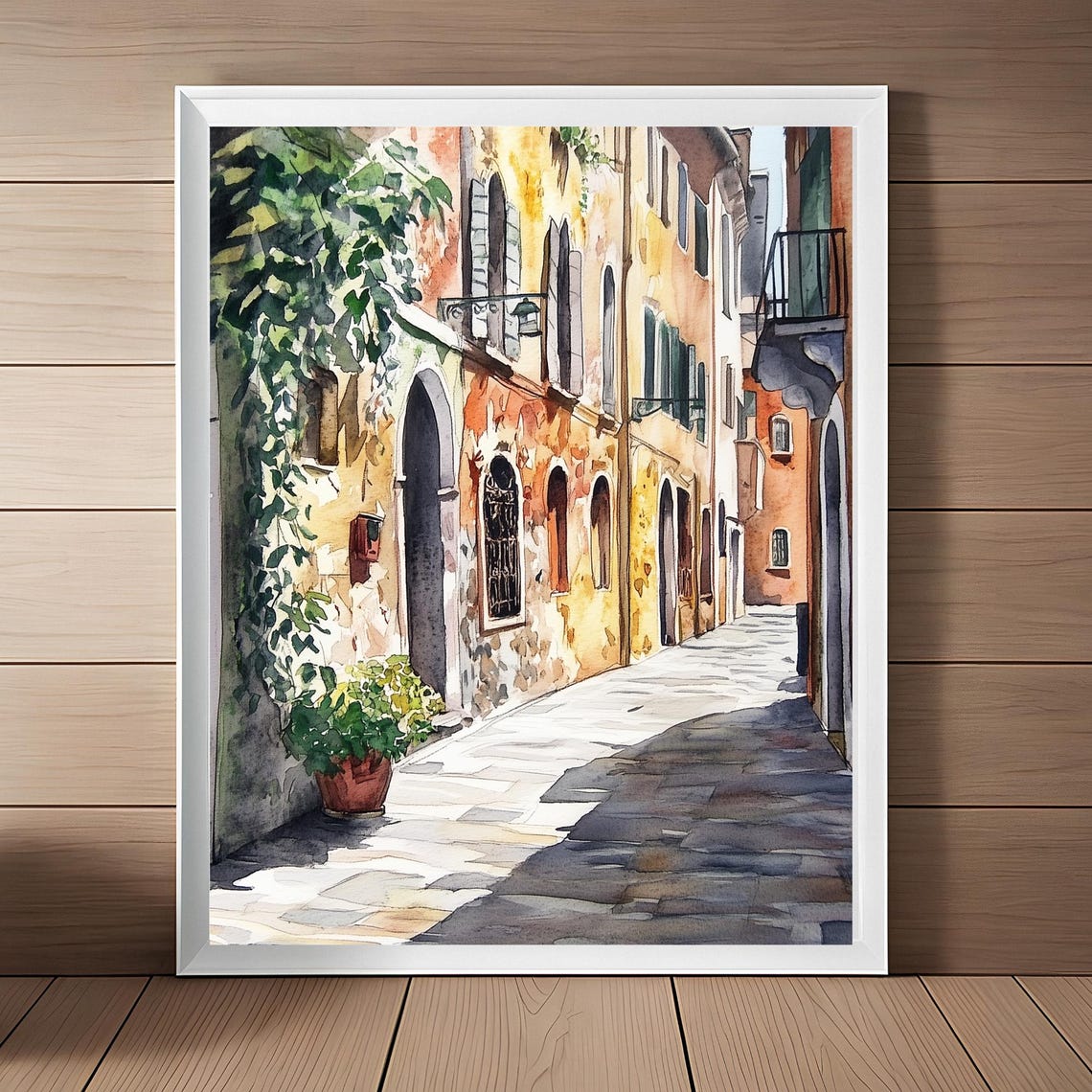 Venice Streetscape Painting Italy Watercolor Art Print Italian Wall Art Italy Travel Art Travel Gift Instant